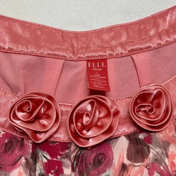 Elle Sleep Nightgown Women's Large Pink Floral Sleeveless Flower Collar Sexy EUC - Picture 8 of 9